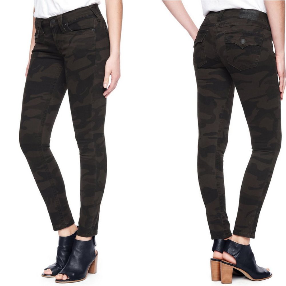 True Religion Camo Skinny Leg Flap Pocket Legging Jeans, sz 29-ish